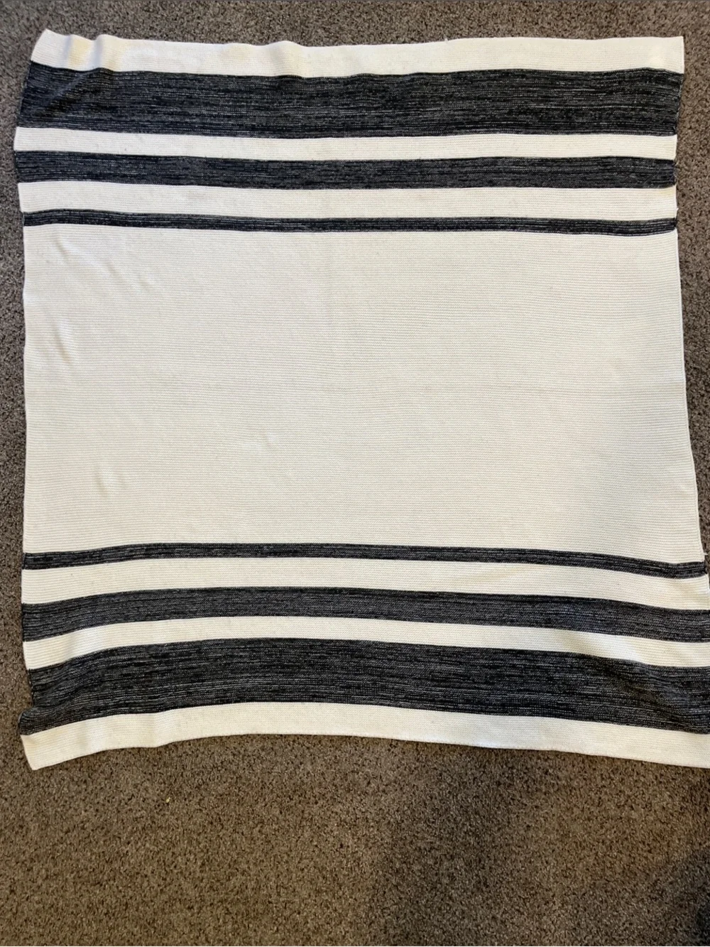 Hearth & Hand Cream and Black Striped Knit Throw